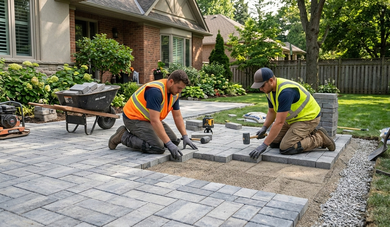 Belgard paver walkway installation on Long Island